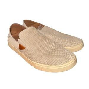 OluKai Pehuea Women 9.5‎ Pre-Owned Slip On Sneakers Off-White Mesh Drop-In Heel